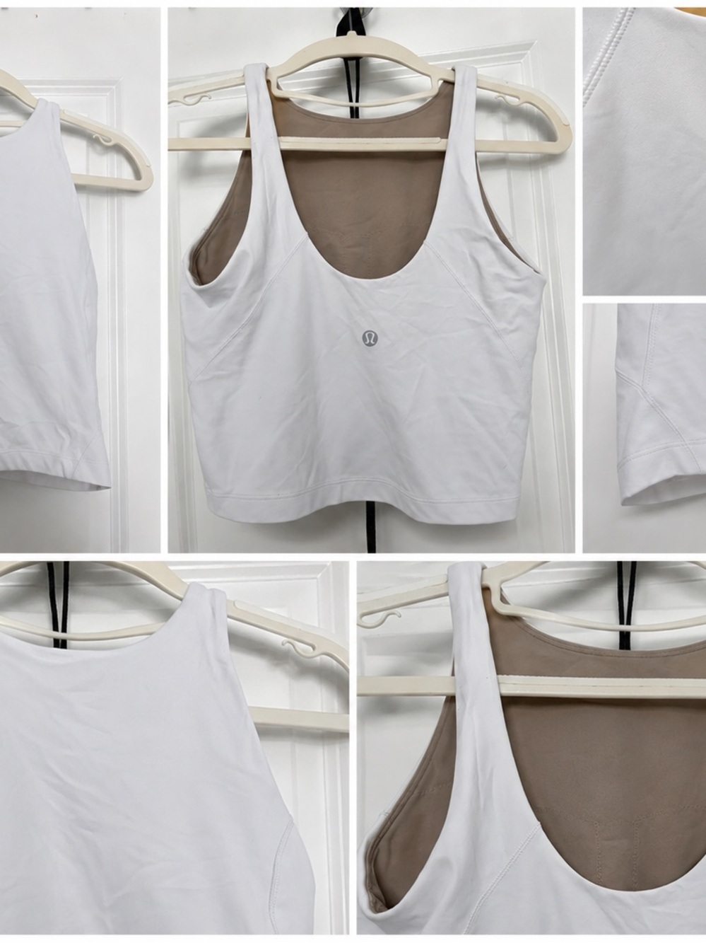 lululemon athletica White Cropped Scoop-Neck Tank with Nude Inner Layer
